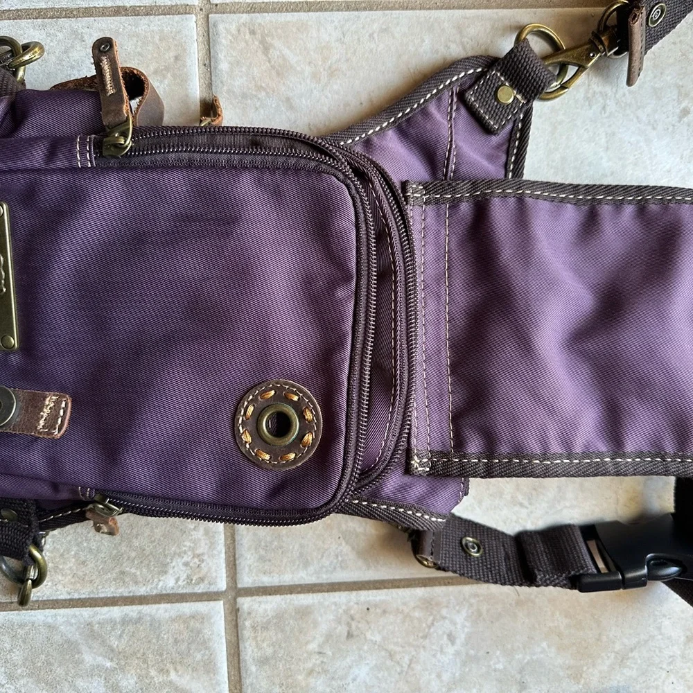 Purple Canvas Crossbody Sling Bag - Picture 4 of 15